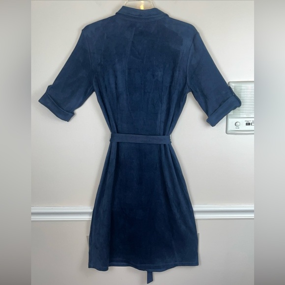 J. McLaughlin Women’s Haarlem Shirt Dress Faux Suede Solid Navy Blue Size M NWT - Picture 6 of 14